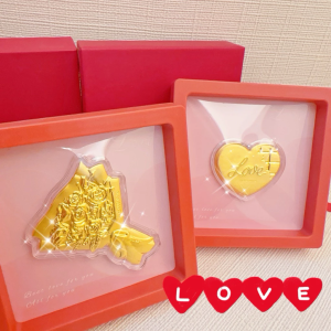 儒家寶寶👶🏻彌月金飾 純金9999 玫瑰花束/愛心 小金片 情人節禮盒 情人節 生日 金片